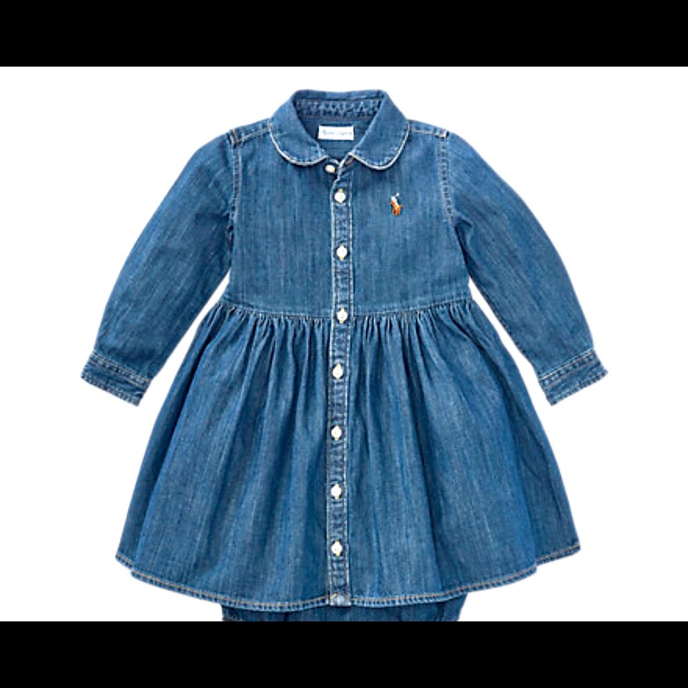 Ralph Lauren Shirred Denim Shirtdress 3 months